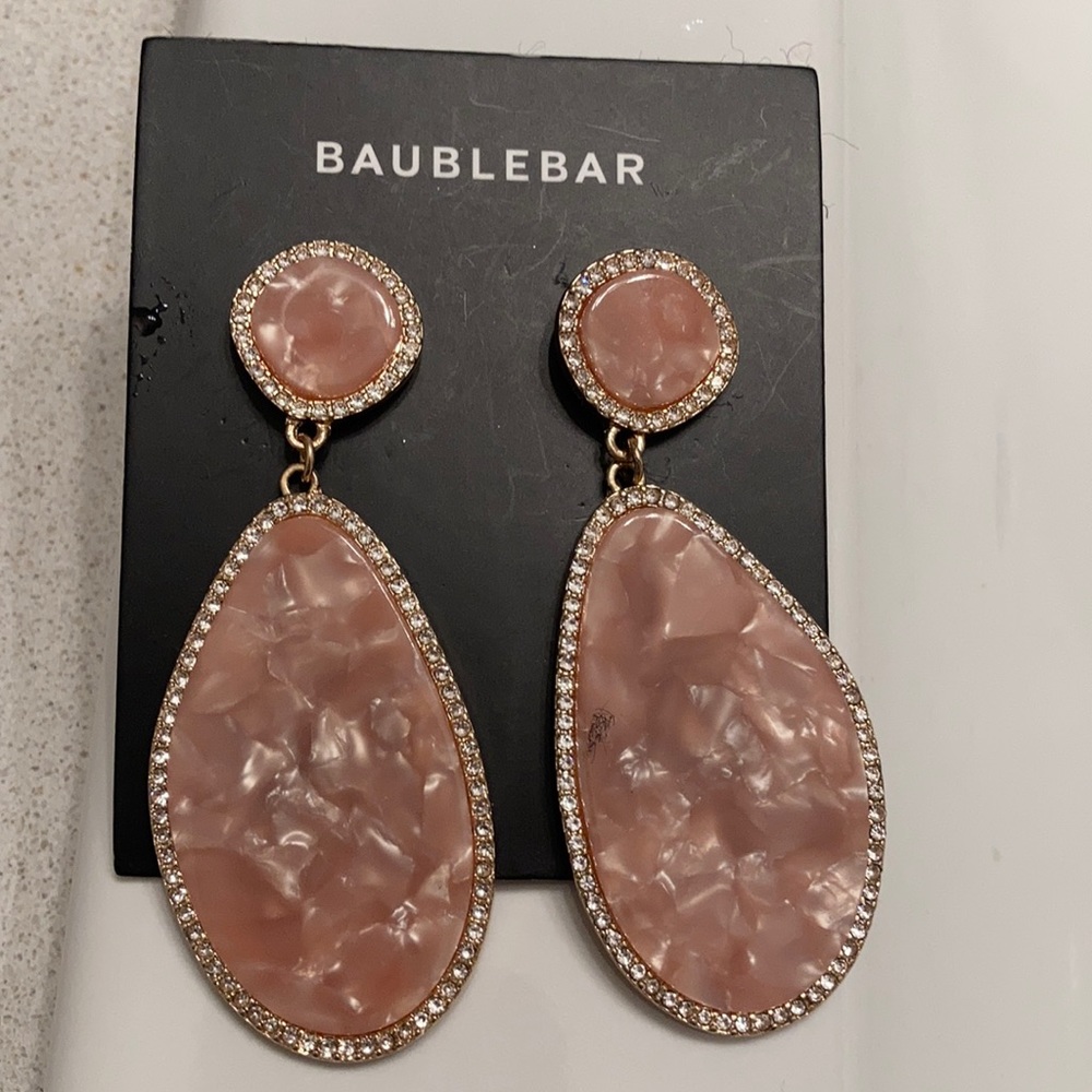 BaubleBar pink quartz drop earrings